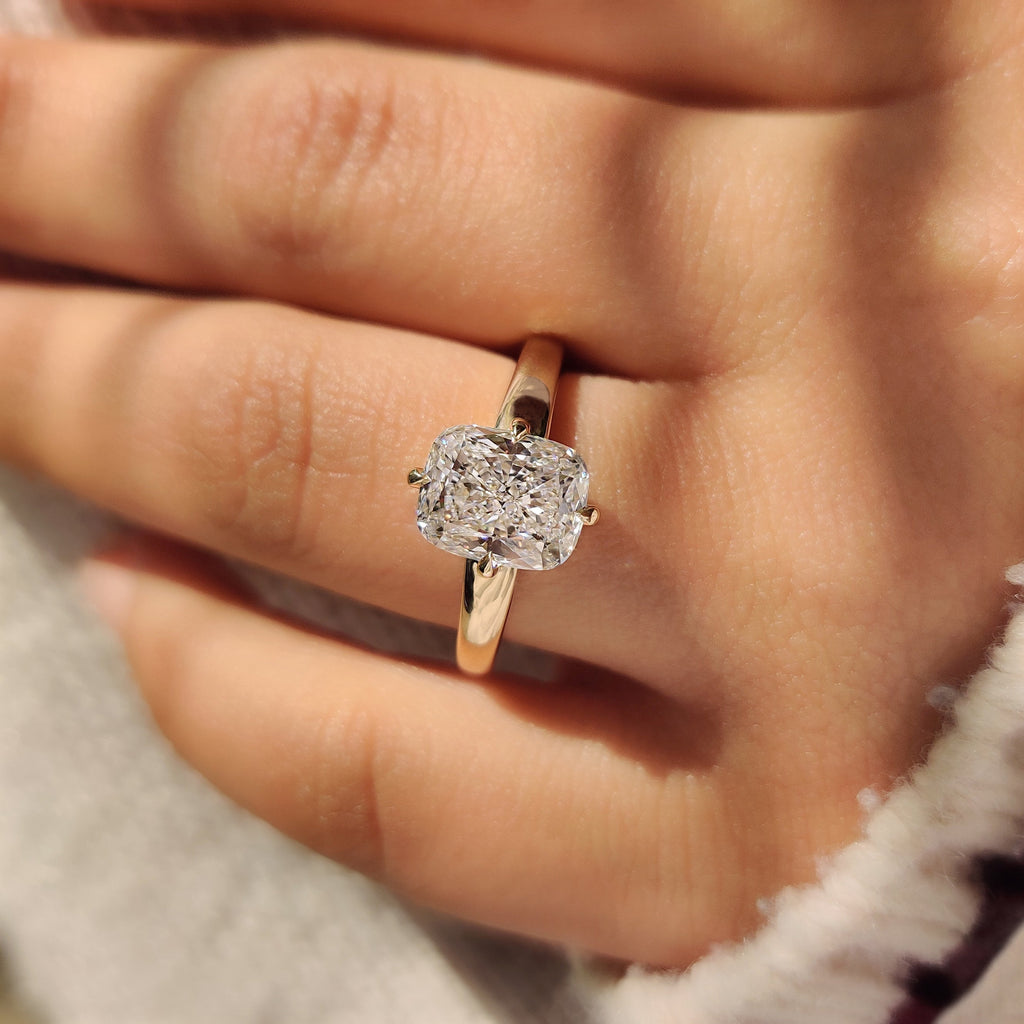 Solitaire Style Cushion Cut Diamond Ring