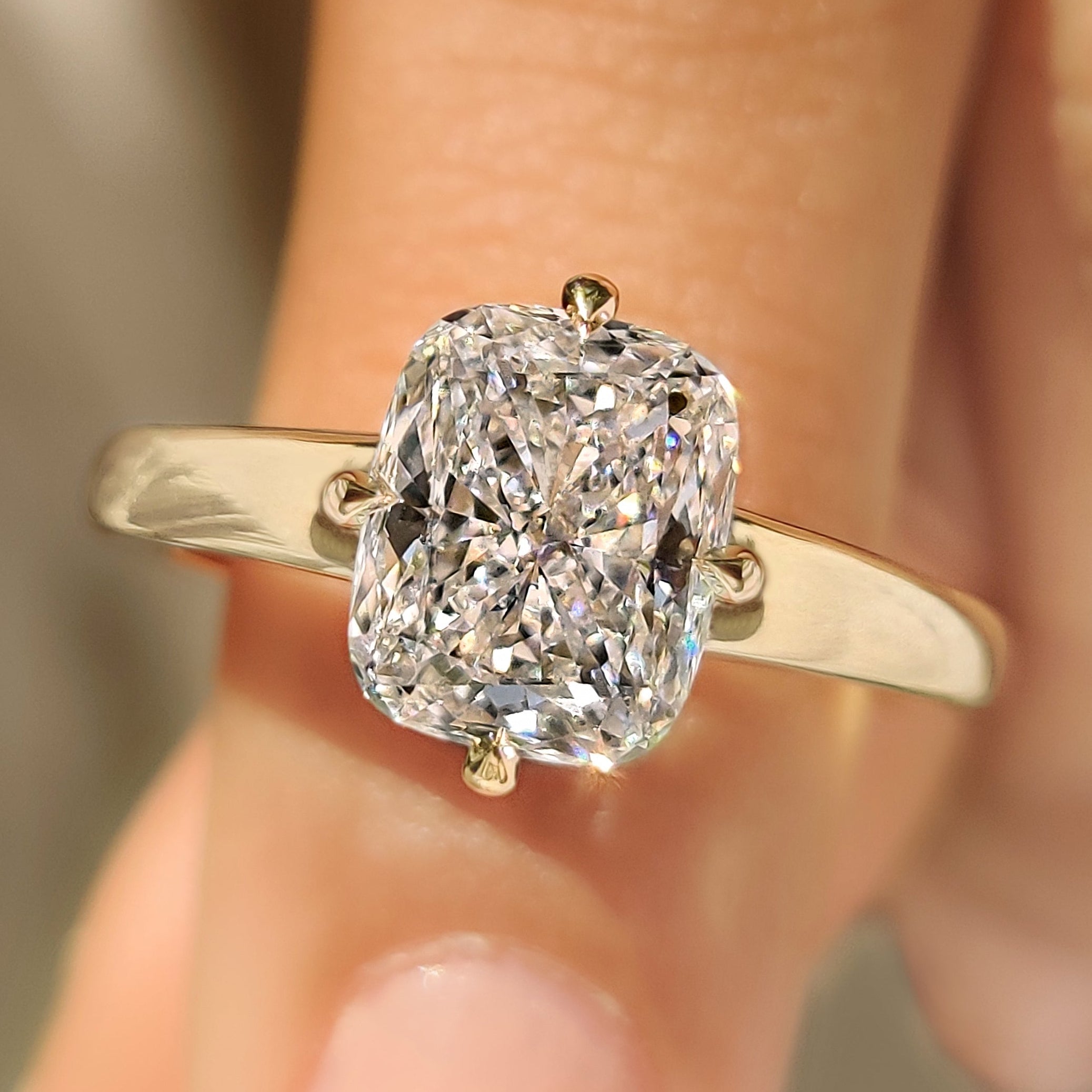 Solitaire Style Cushion Cut Diamond Ring
