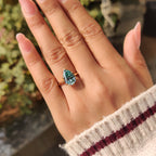Cyan Blue Pear Cut Moissanite Ring in Solitaire Style