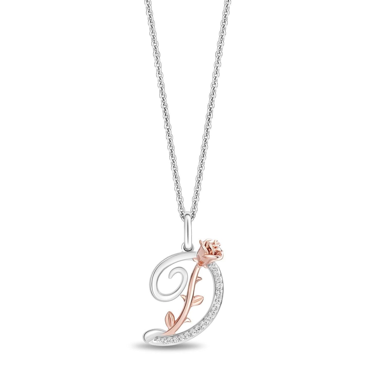 Enchanted Disney Fine Jewelry Diamonds Alphabet A to Z Belle Pendant Necklace