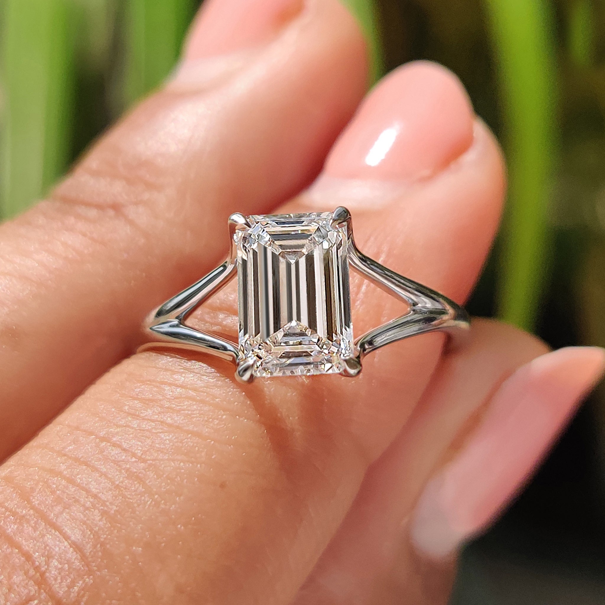 Open Gallery Emerald Cut Diamond Solitaire Ring Main image