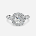 1.0 CT Round Moissanite Double Halo & Pave Engagement Ring