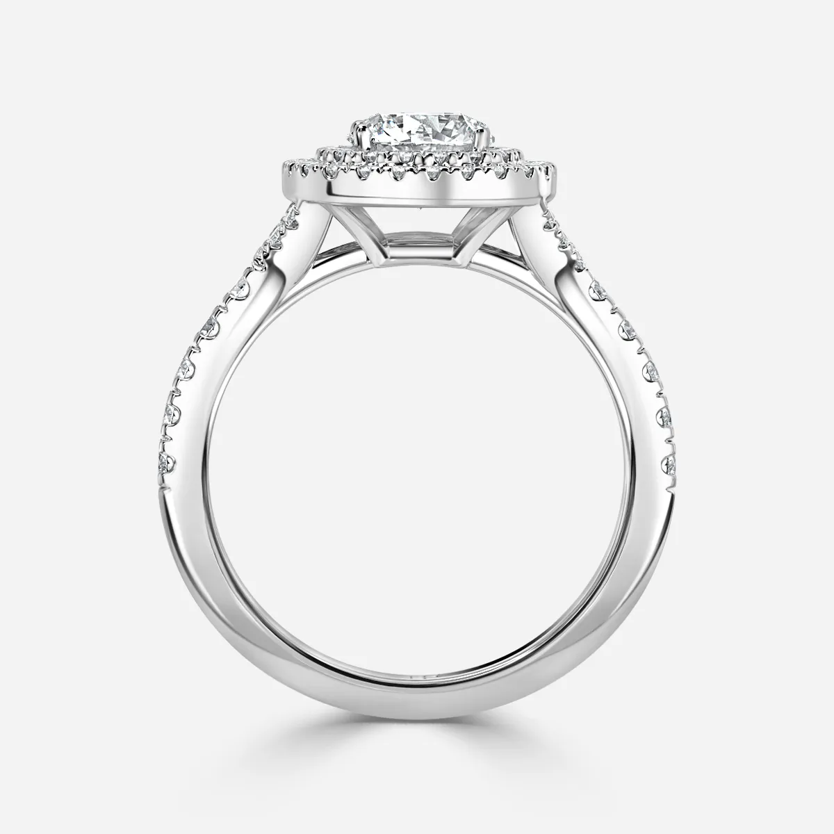 1.0 CT Round Moissanite Double Halo & Pave Engagement Ring
