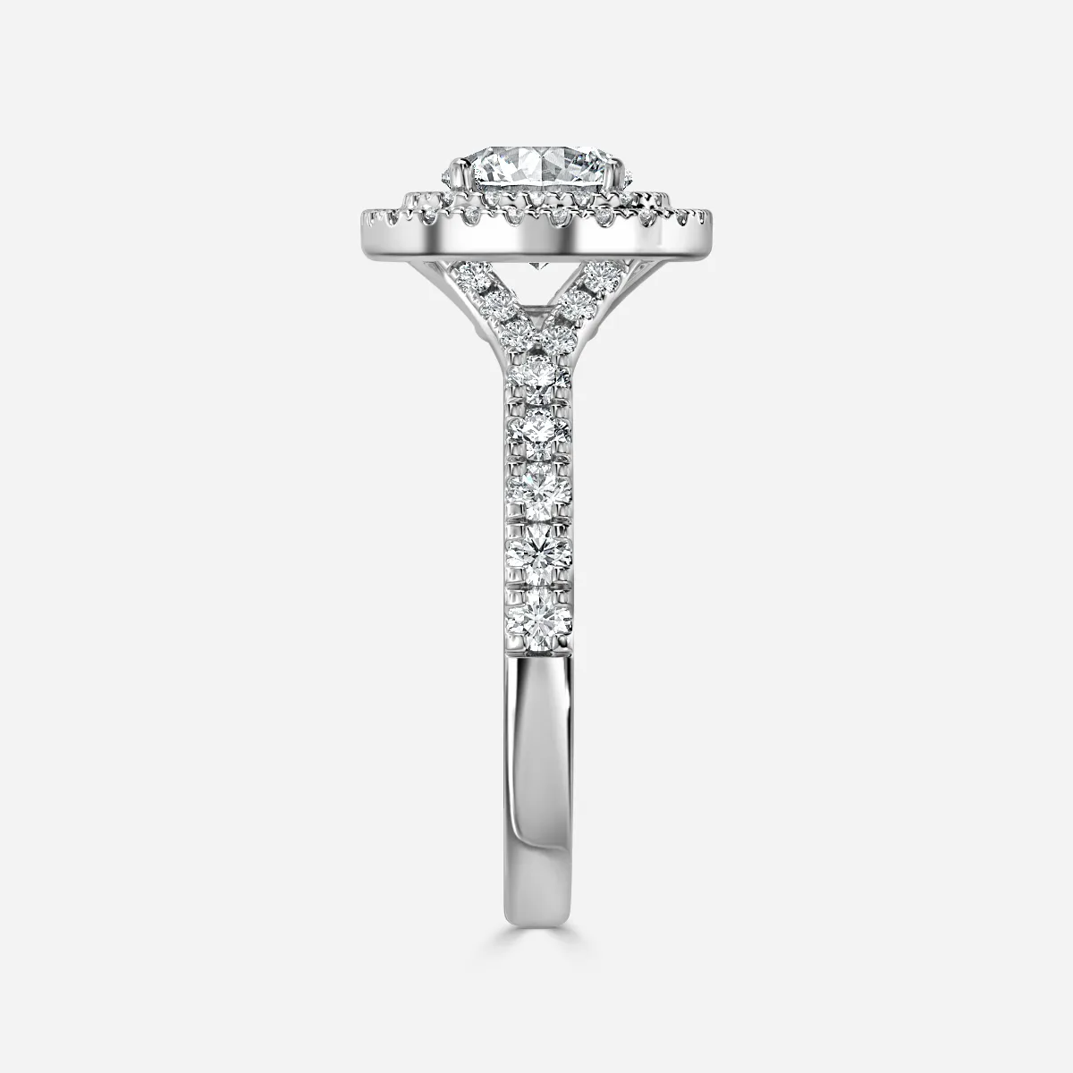 1.0 CT Round Moissanite Double Halo & Pave Engagement Ring