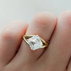 Split Shank Solitaire Engagement Ring with Tilted Asscher Cut Diamond