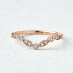 0.20CTW Round Brilliant Curved Vintage Style Moissanite Wedding Band