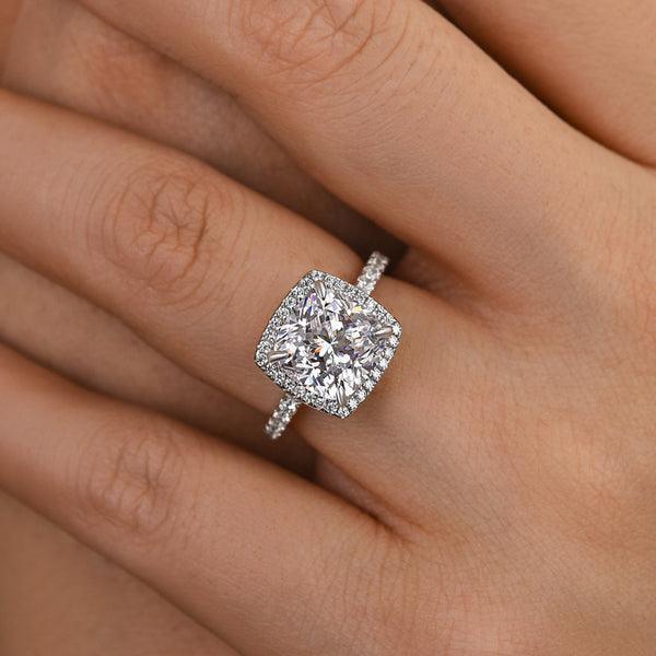 1.85ct excellent Cushion cut halo moissanite Wedding rings