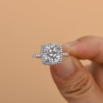 1.85ct excellent Cushion cut halo moissanite Wedding rings