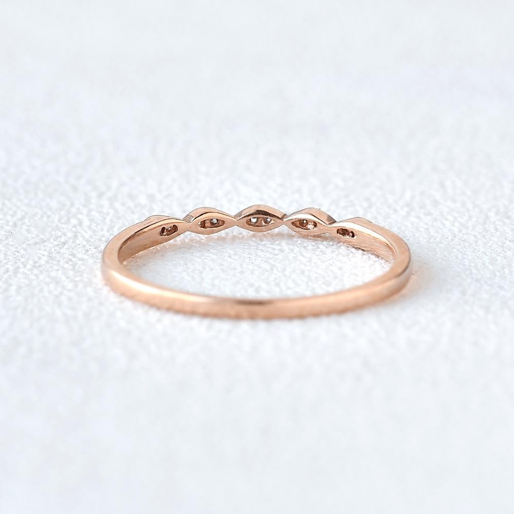 0.10CTW Round Brilliant Cut Half Eternity Vintage Moissanite Wedding Band