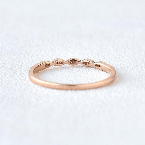 0.10CTW Round Brilliant Cut Half Eternity Vintage Moissanite Wedding Band