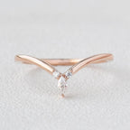 0.1 CTW Round & Marquise Cut Curved Stacking Moissanite Wedding Band