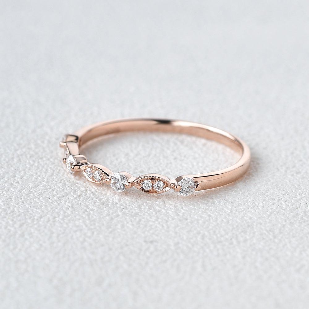 0.12 CT Round Shaped Moissanite Wedding Band