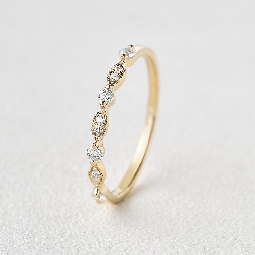 0.12 CT Round Shaped Moissanite Wedding Band