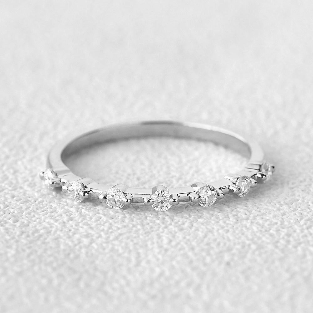 0.20 TCW Round Brilliant Cut Dainty Style Moissanite Wedding Band