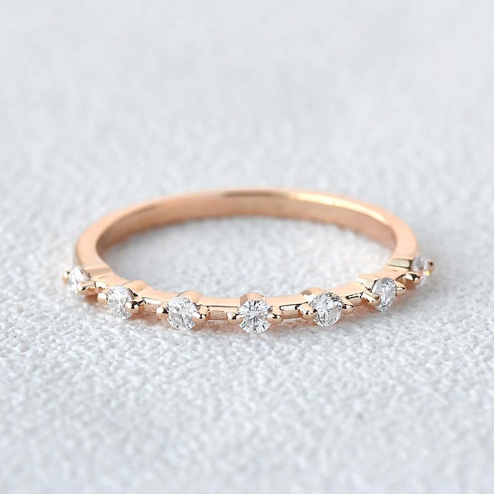 0.20 TCW Round Brilliant Cut Dainty Style Moissanite Wedding Band