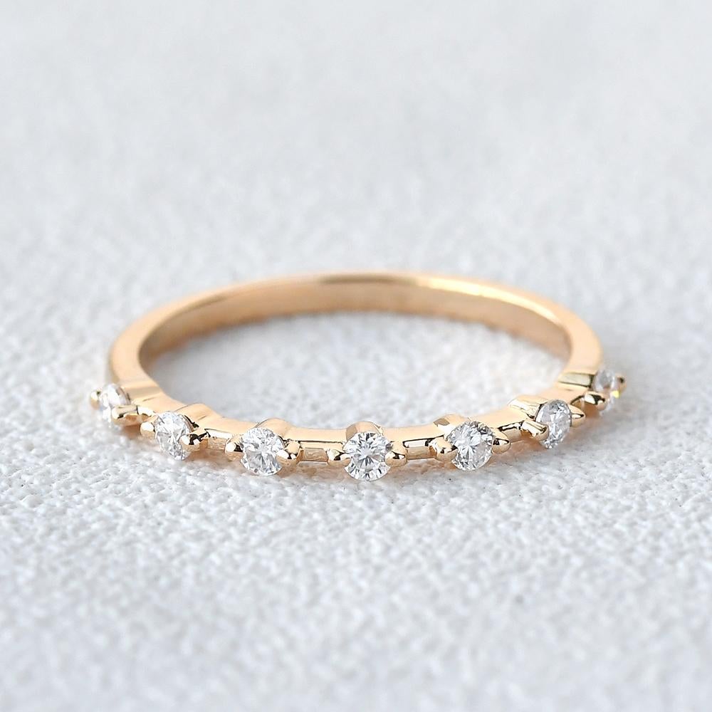 0.20 TCW Round Brilliant Cut Dainty Style Moissanite Wedding Band