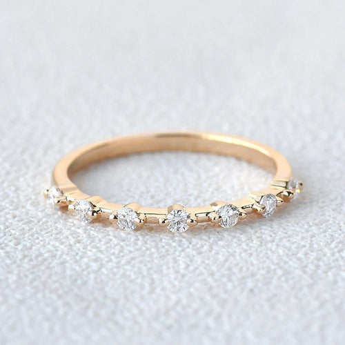 0.20 TCW Round Brilliant Cut Dainty Style Moissanite Wedding Band
