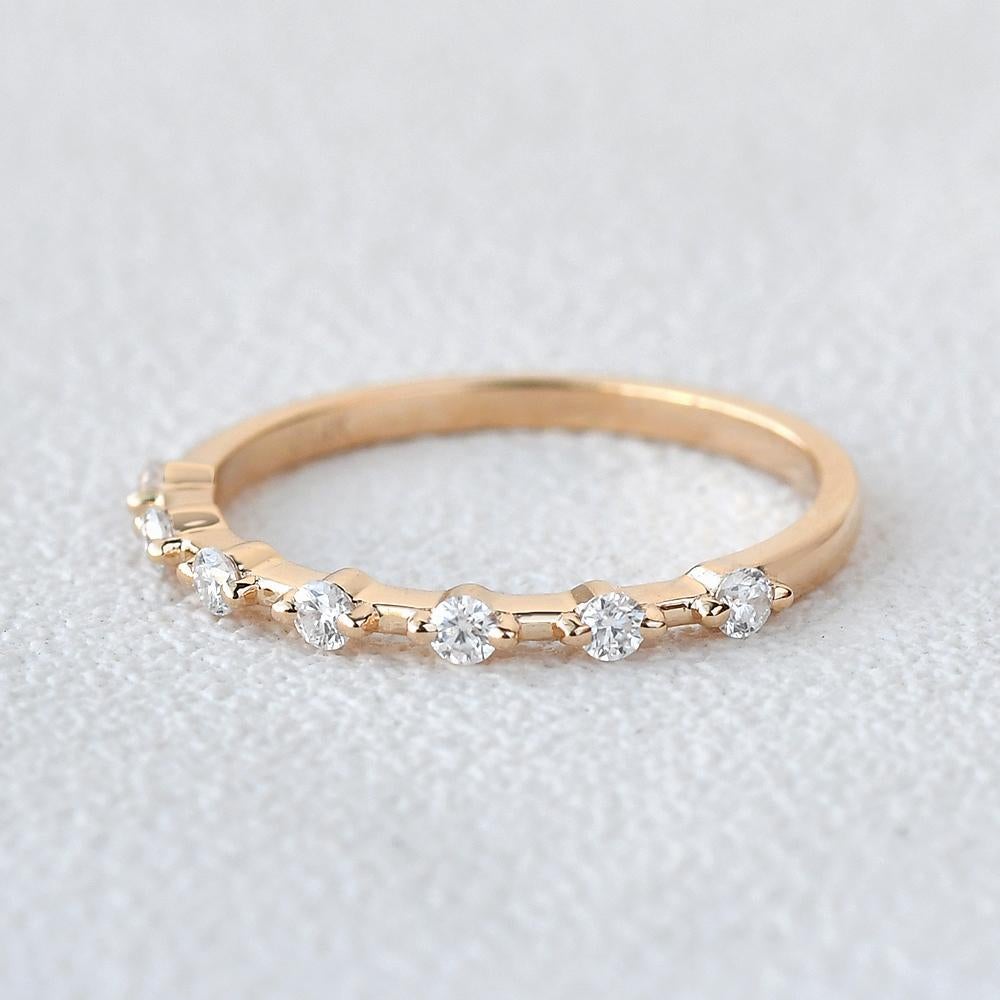 0.20 TCW Round Brilliant Cut Dainty Style Moissanite Wedding Band
