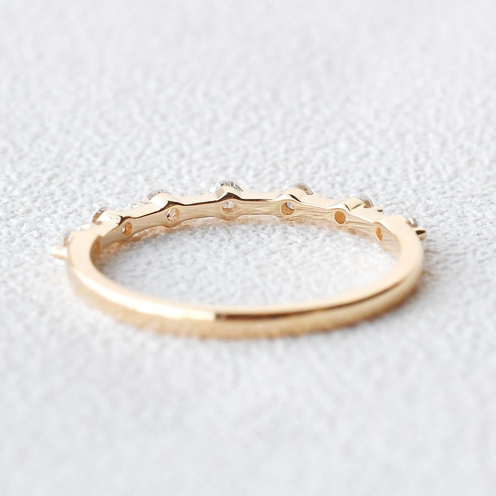 0.20 TCW Round Brilliant Cut Dainty Style Moissanite Wedding Band