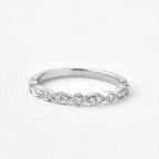 0.22CTW Round Brilliant Cut Bezel Set Unique Vintage Wedding Band