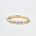 0.22 TCW Round Brilliant Cut Vintage Style Wedding Band