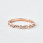 0.22 TCW Round Brilliant Cut Vintage Style Wedding Band