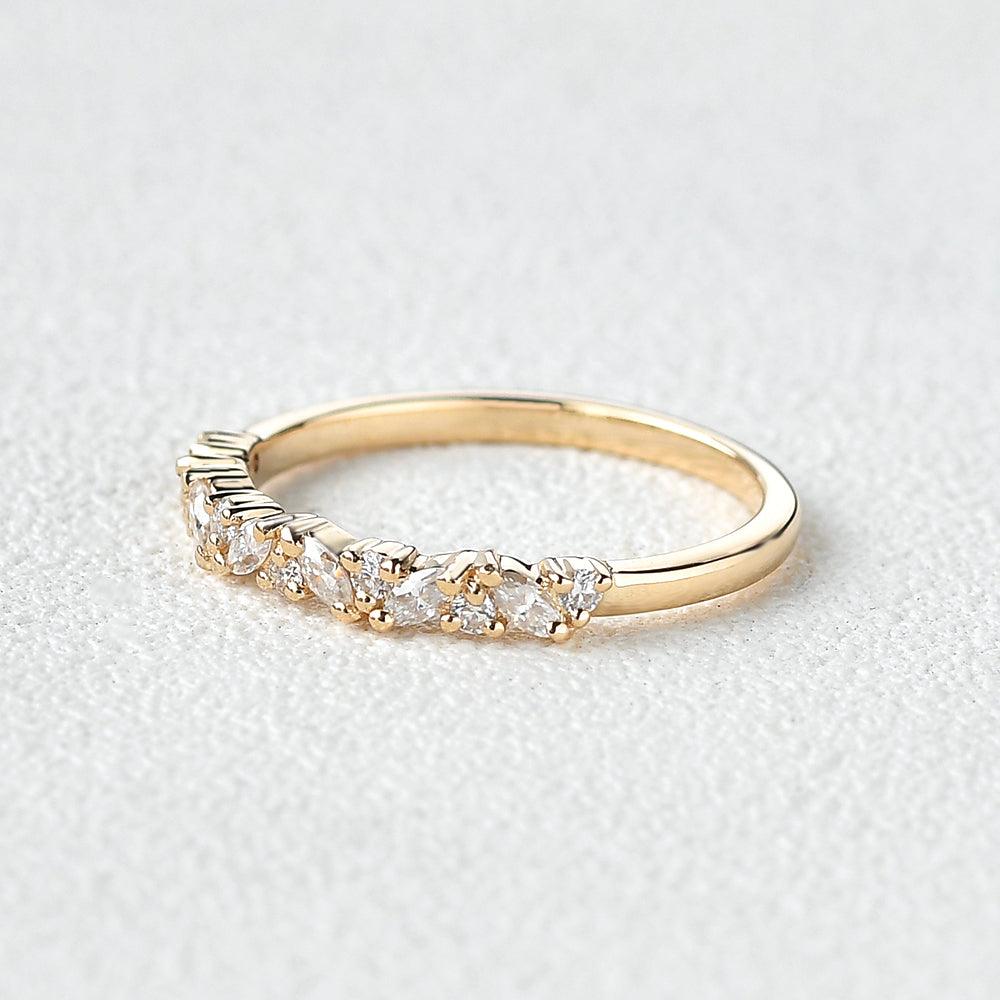 0.26 CT Marquise And Round Moissanite Wedding Band