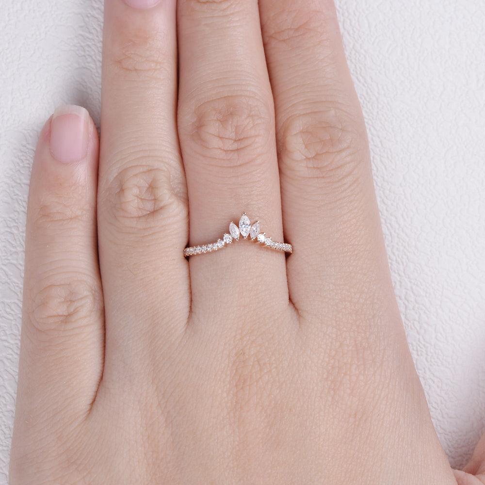 0.36 CT Marquise And Round Moissanite Wedding Band