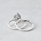 1.80CT Pear Cut Moissanite Halo Bridal Ring Set