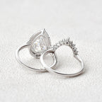 3.44CT Pear Cut Moissanite Halo Bridal Ring Set