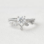 1.28CT Round Brilliant Cut Moissanite Pave Bridal Ring Set