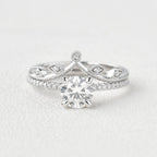 1.28CT Round Brilliant Cut Moissanite Pave Bridal Ring Set