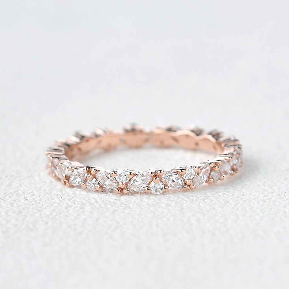 0.4 CT Round And Marquise Moissanite Wedding Band