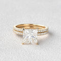2.0CT Princess Cut Moissanite Pave Bridal Ring Set