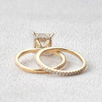 2.0CT Princess Cut  Moissanite Diamond Solitaire Bridal Ring Set
