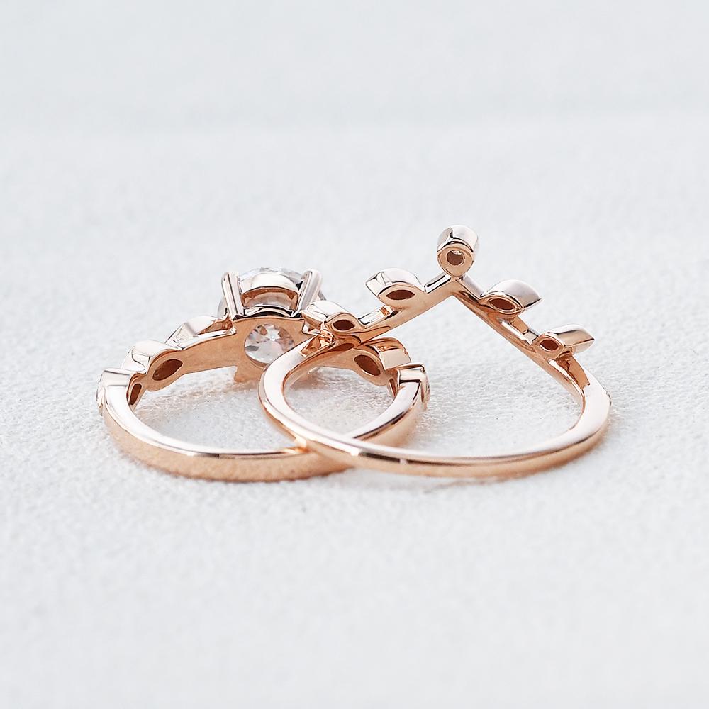 1.75CT Round Brilliant Cut Dainty Moissanite Bridal Ring Set