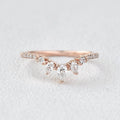 0.40CTW Round Brilliant & Pear Cut Curved Vintage Style Wedding Band