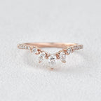 0.2 CT Marquise And Round Curved Moissanite Wedding Band