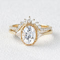 1.21CT Oval Moissanite 3 Stones Bridal Ring Set