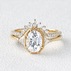 1.21CT Oval Moissanite 3 Stones Bridal Ring Set