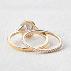 2.54CT Oval Cut Moissanite 3 Stones Bridal Ring Set