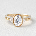 2.54CT Oval Cut Moissanite 3 Stones Bridal Ring Set