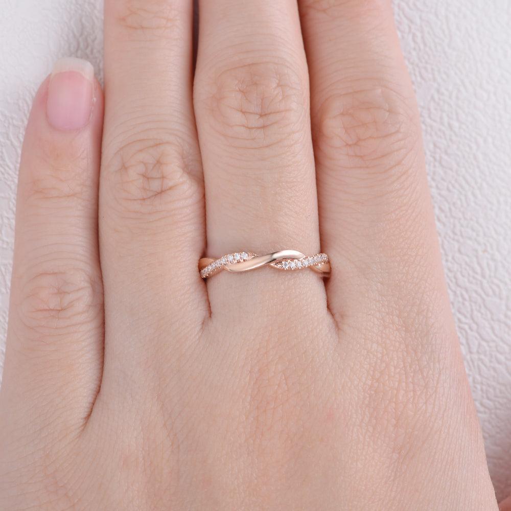 0.12 CT Round Shaped Twisted Moissanite Wedding Band