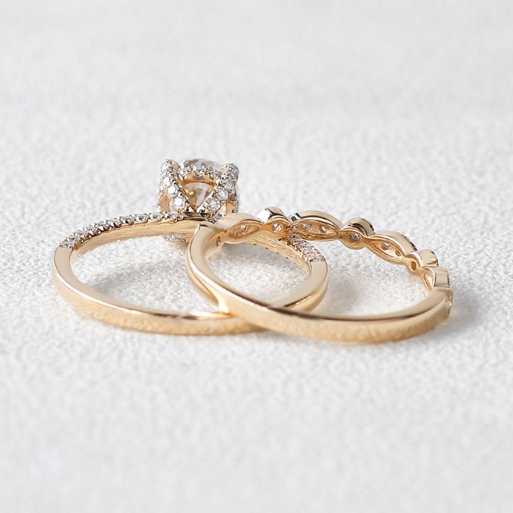 1.28CT Round Brilliant Cut Moissanite Solitaire Bridal Ring Set