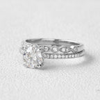 1.28CT Round Brilliant Cut Moissanite Solitaire Bridal Ring Set
