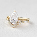 1.80CT Pear Moissanite Solitaire Bridal Ring Set