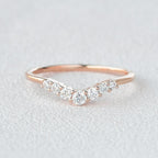 0.22CTW Round Brilliant Cut Curved Bridal Wedding Band