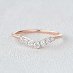 0.22 CT Round Cut Seven Stone Curved Moissanite Wedding Band