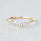 0.22 CT Round Cut Seven Stone Curved Moissanite Wedding Band