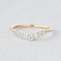 0.22CTW Round Brilliant Cut Curved Bridal Wedding Band